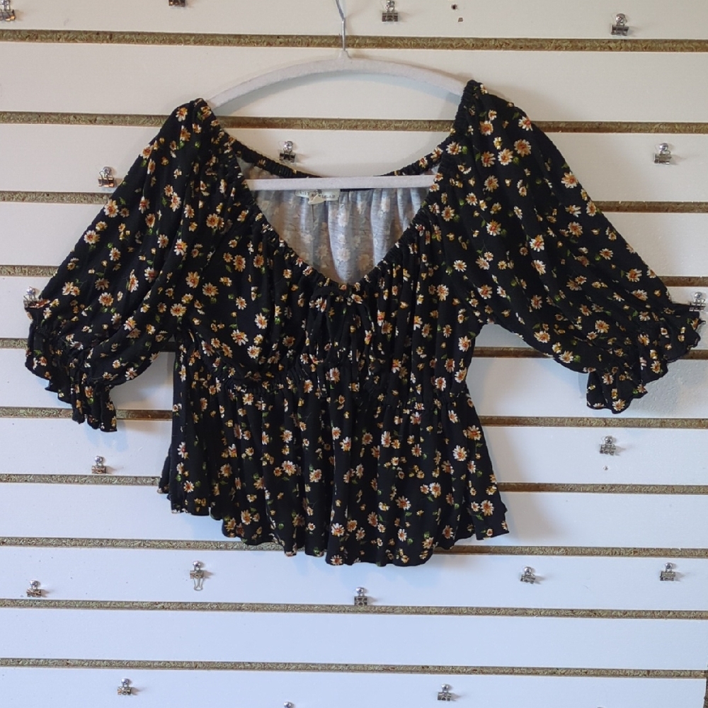 Elegant Floral Black Blouse